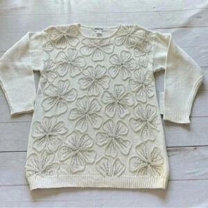 Vintage Victoria Jones Flowers Sequins Beaded Long Sleeves Sweater Size …